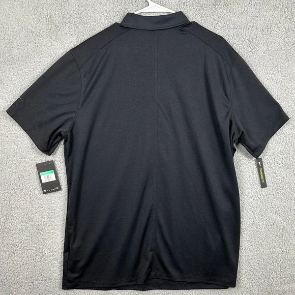 Nike Dri Fit Shirt Golf Polo Mens XL Black Short Sleeve Rugby Athletic Logo NEW